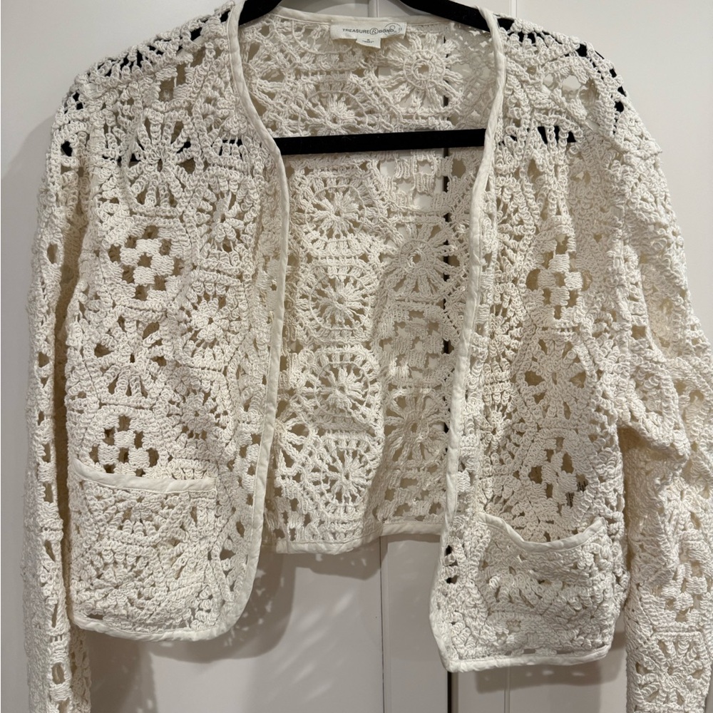 Treasure & Bond Cream Crochet Cardigan